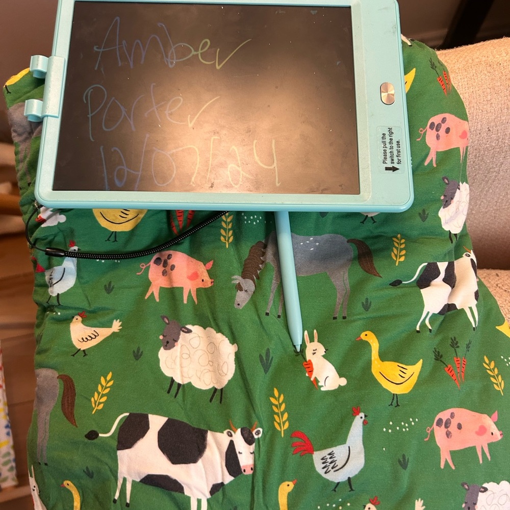 Little sleepies green farm blanket